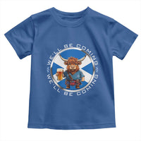 Funny Highland Cow in Kilt Drinking Toddler T Shirt We'll Be Coming Scottish Pride Football Fans - Wonder Print Shop
