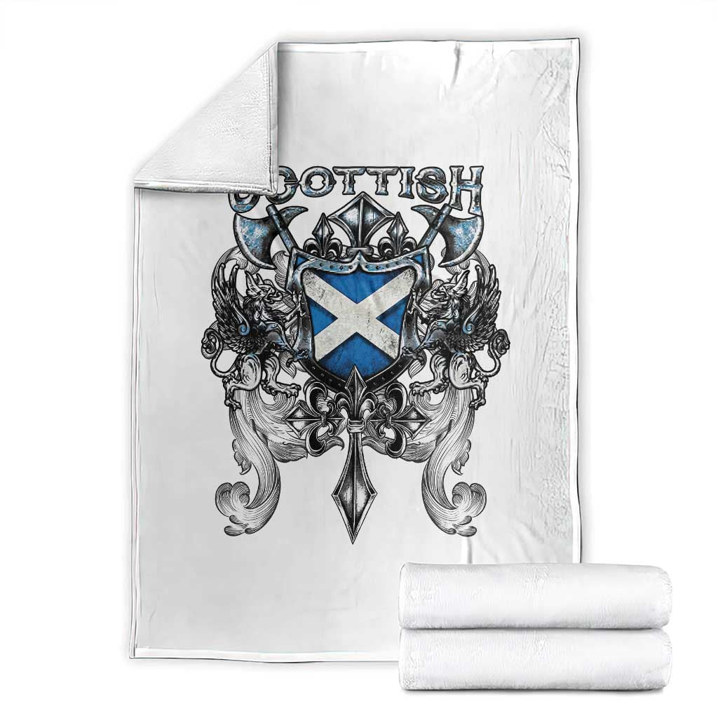 Scottish Heritage Crest Gothic Throw Blanket Medieval Flag and Sword Celtic Pride - Wonder Print Shop