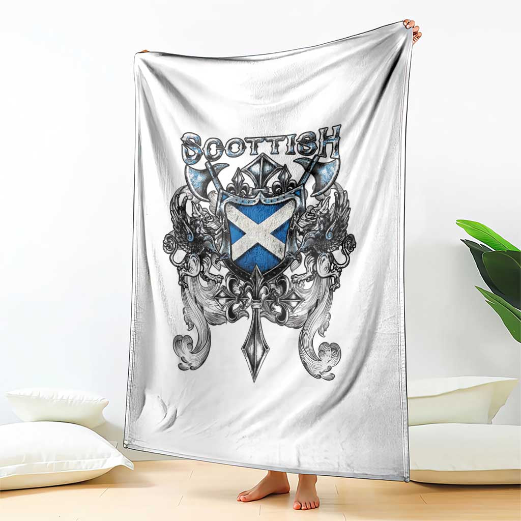 Scottish Heritage Crest Gothic Throw Blanket Medieval Flag and Sword Celtic Pride - Wonder Print Shop