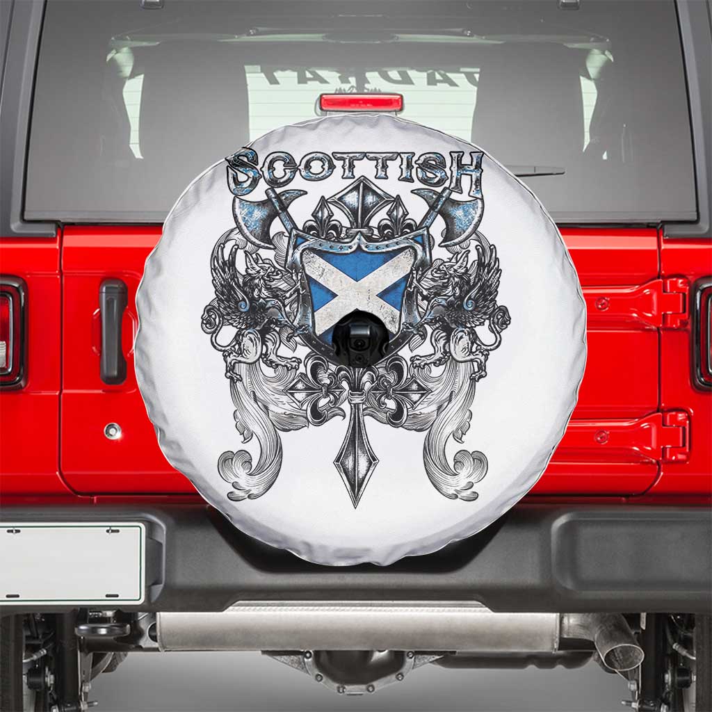 Scottish Heritage Crest Gothic Spare Tire Cover Medieval Flag and Sword Celtic Pride - Wonder Print Shop