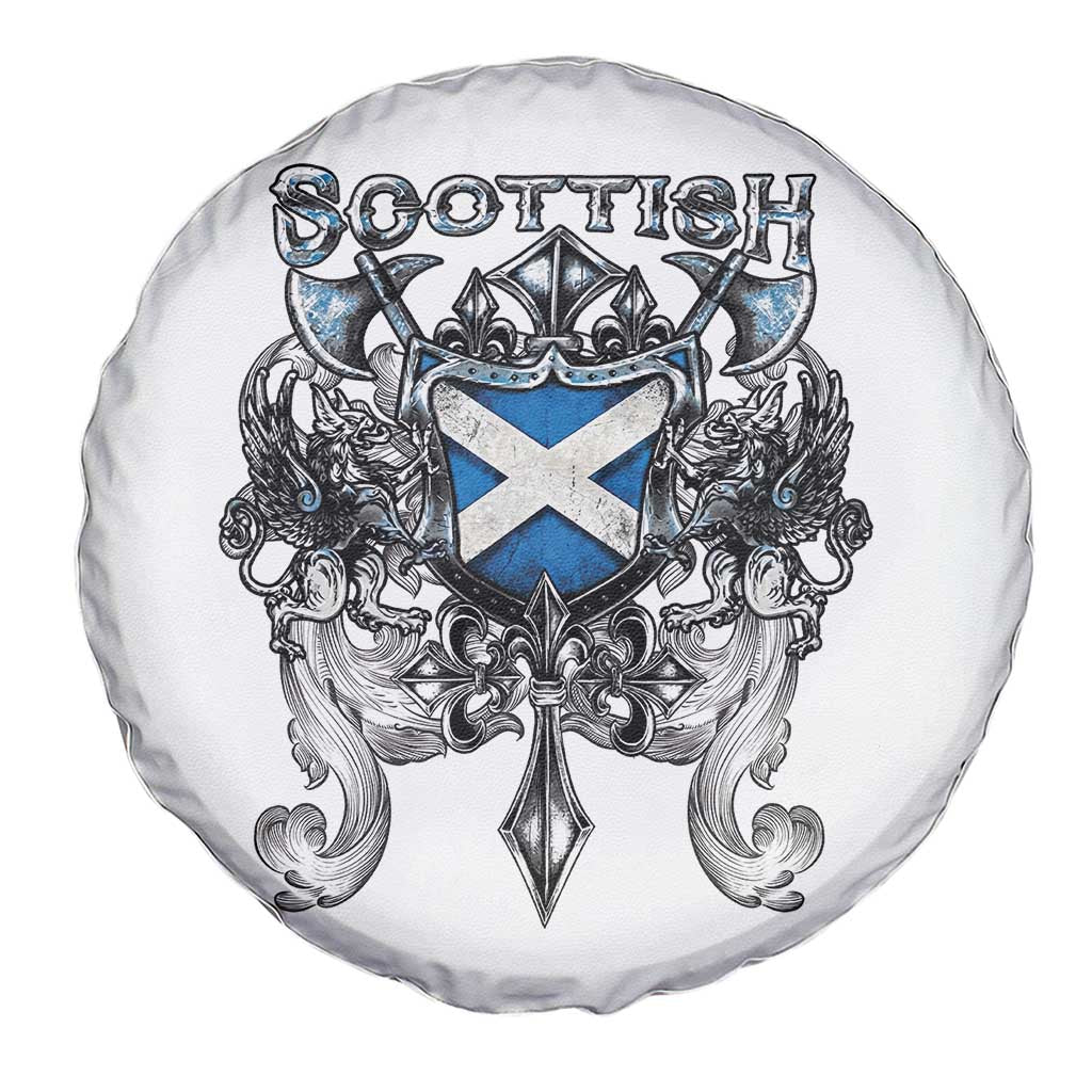 Scottish Heritage Crest Gothic Spare Tire Cover Medieval Flag and Sword Celtic Pride - Wonder Print Shop
