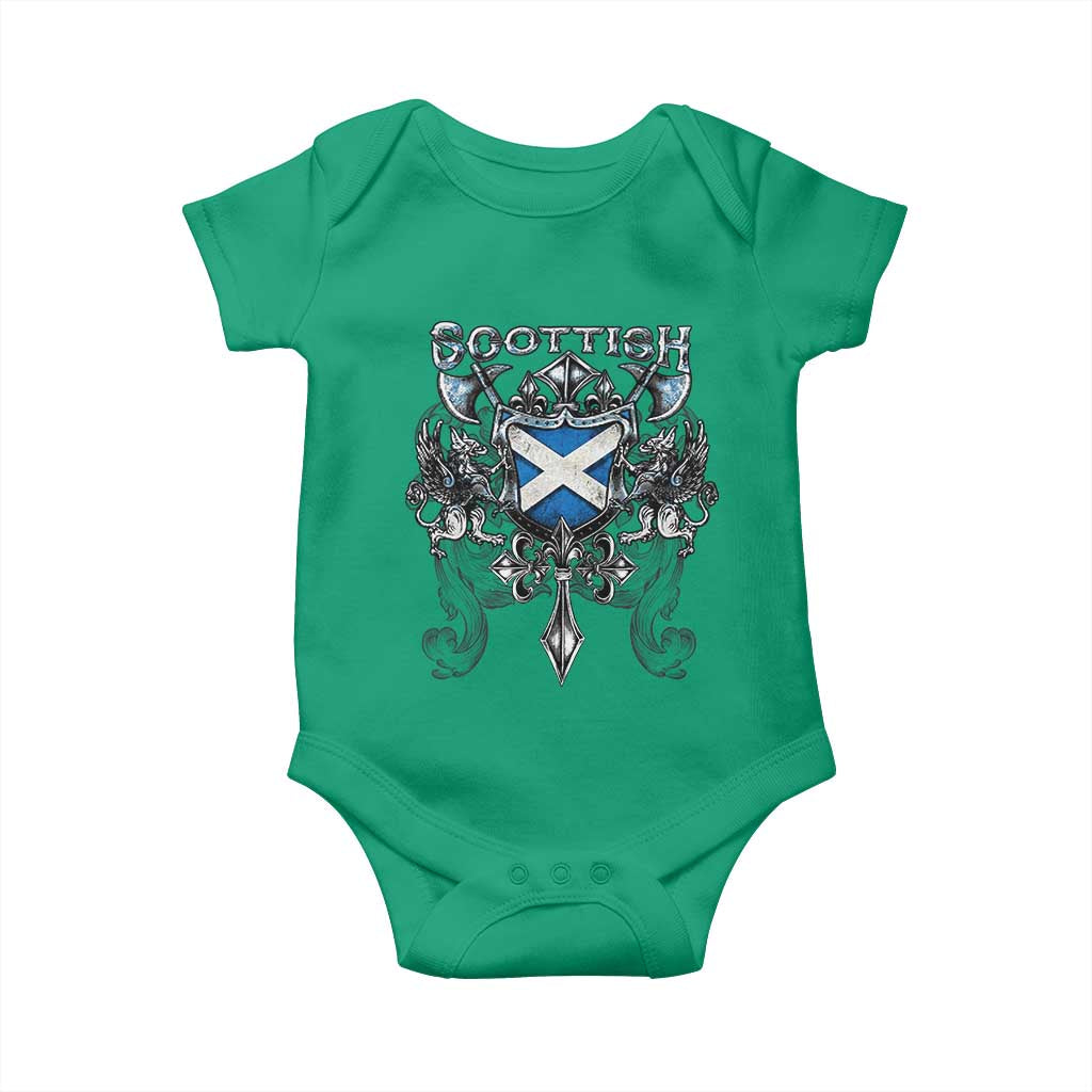 Scottish Heritage Crest Gothic Baby Onesie Medieval Flag and Sword Celtic Pride - Wonder Print Shop