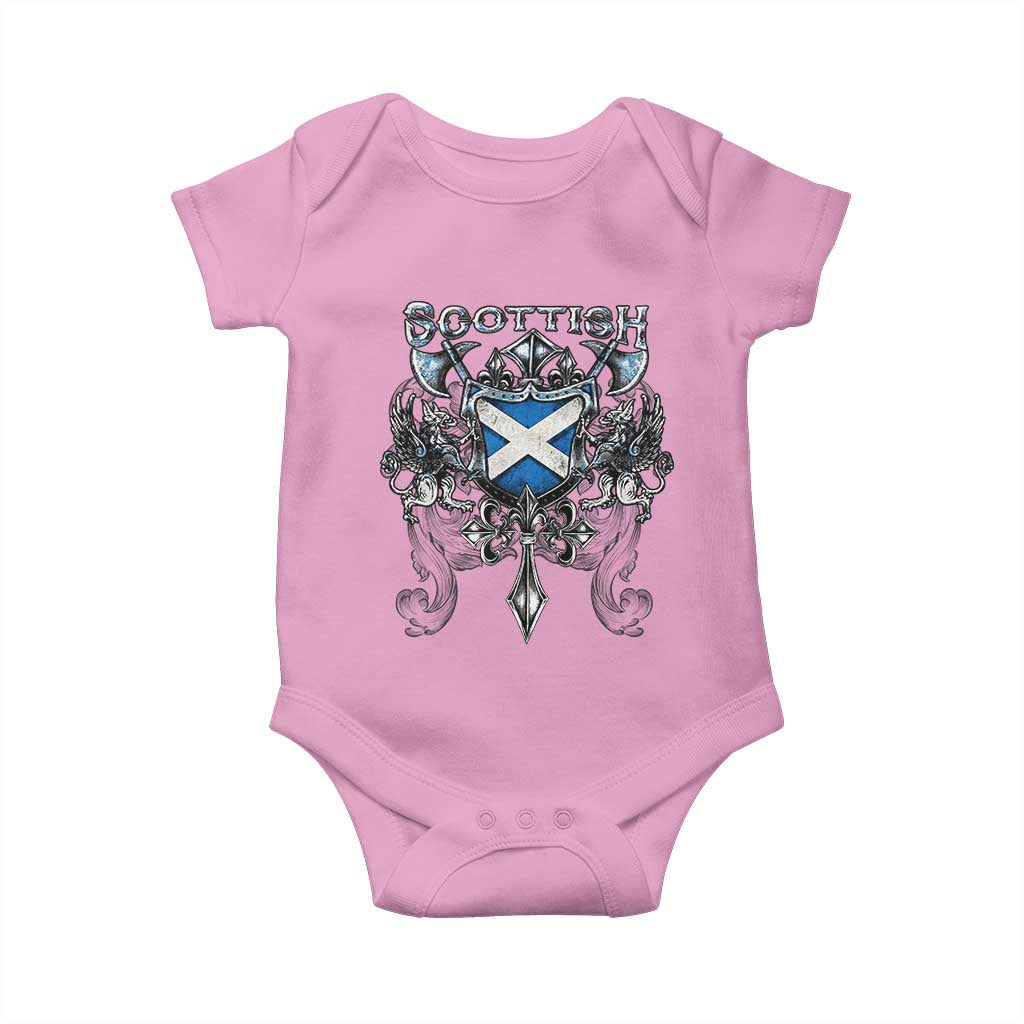 Scottish Heritage Crest Gothic Baby Onesie Medieval Flag and Sword Celtic Pride - Wonder Print Shop
