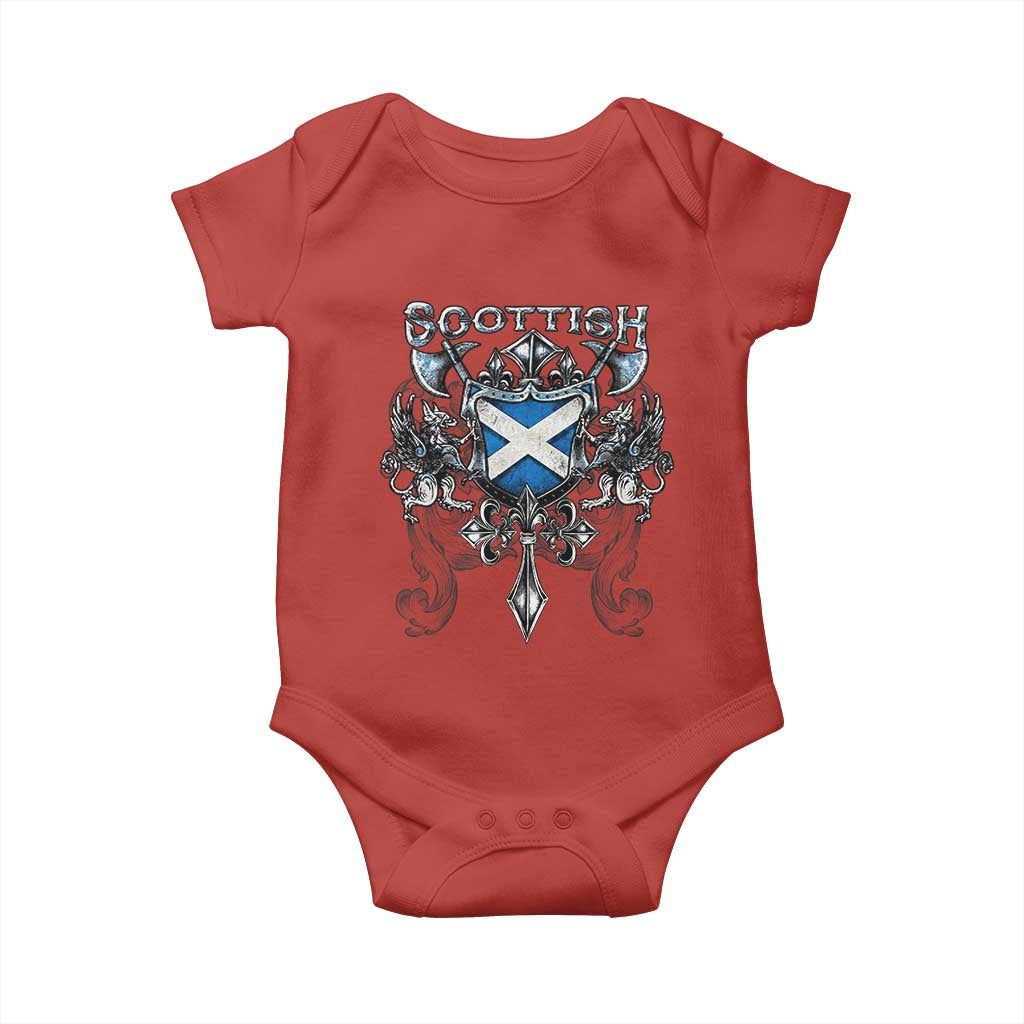 Scottish Heritage Crest Gothic Baby Onesie Medieval Flag and Sword Celtic Pride - Wonder Print Shop