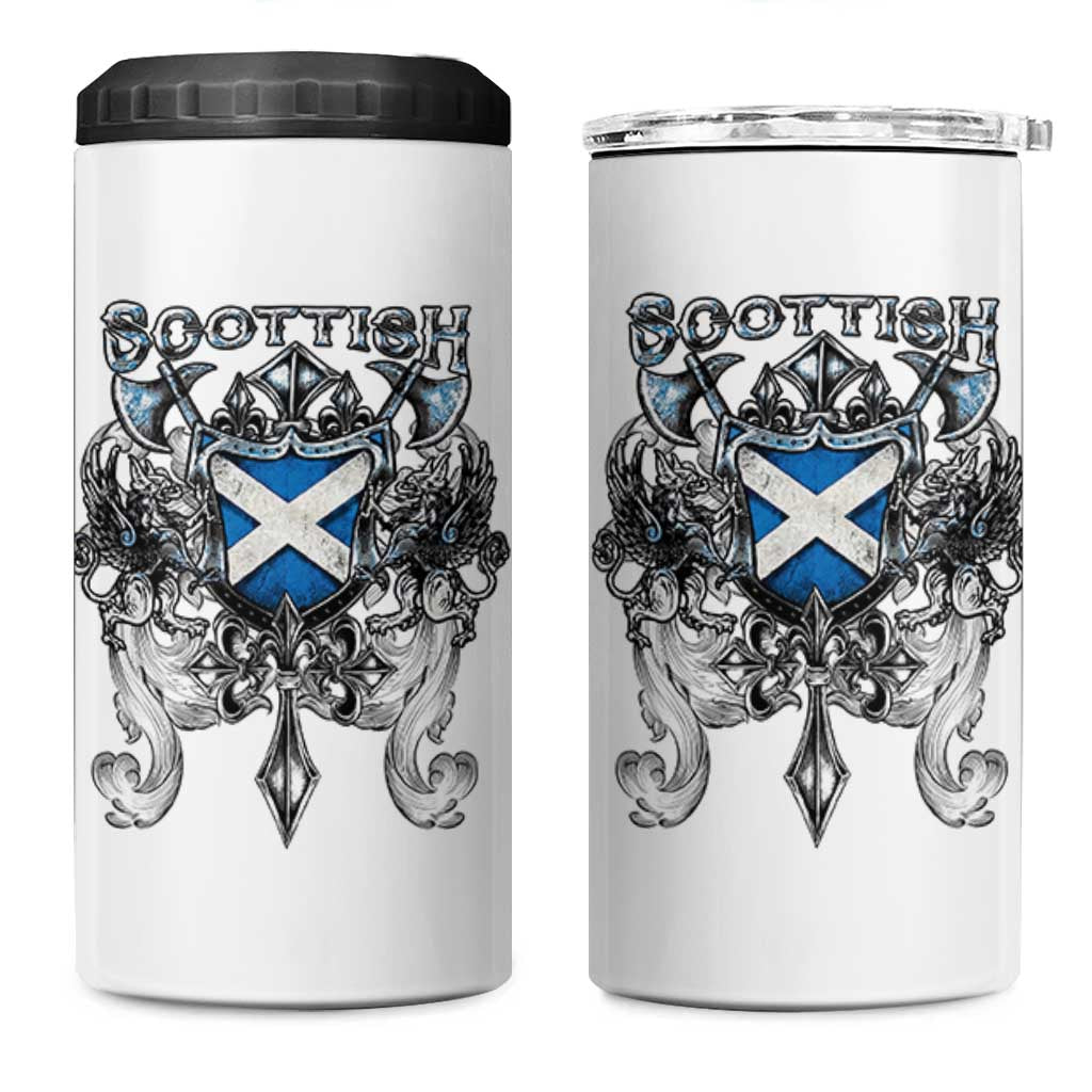 Scottish Heritage Crest Gothic 4 in 1 Can Cooler Tumbler Medieval Flag and Sword Celtic Pride - Wonder Print Shop