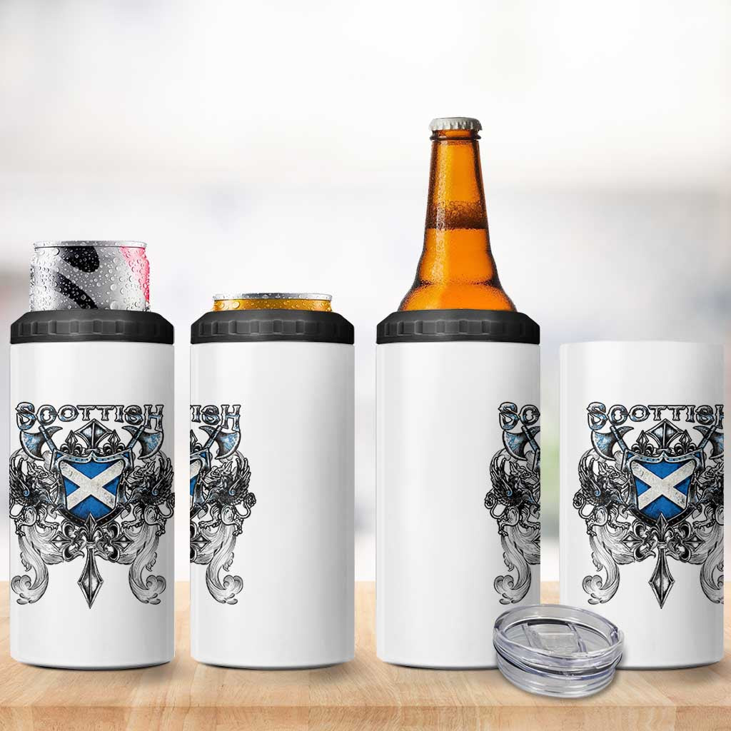 Scottish Heritage Crest Gothic 4 in 1 Can Cooler Tumbler Medieval Flag and Sword Celtic Pride - Wonder Print Shop