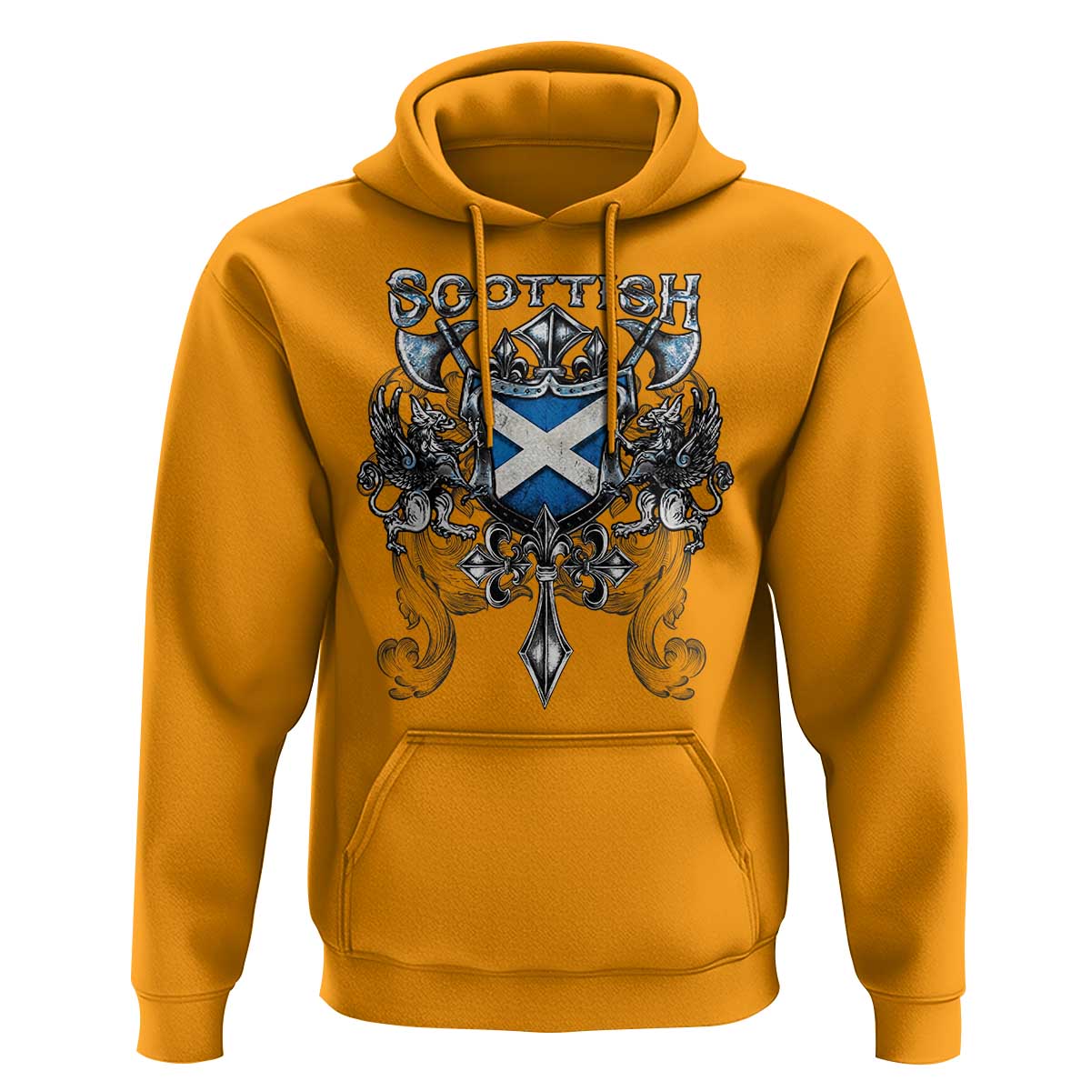 Scottish Heritage Crest Gothic Hoodie Medieval Flag and Sword Celtic Pride - Wonder Print Shop