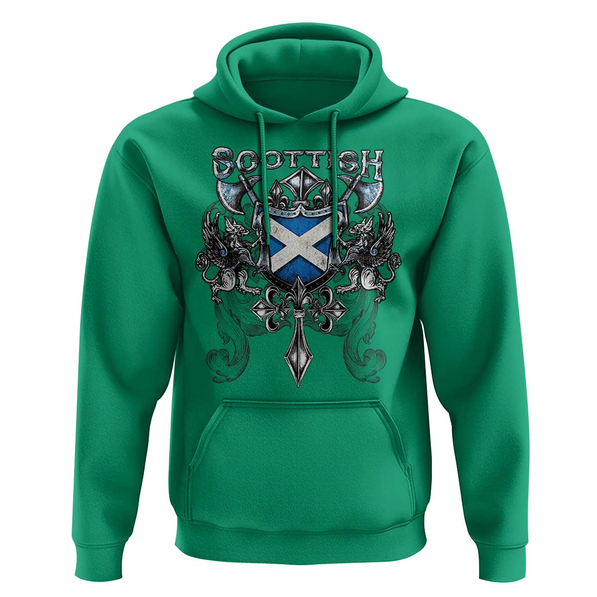 Scottish Heritage Crest Gothic Hoodie Medieval Flag and Sword Celtic Pride - Wonder Print Shop