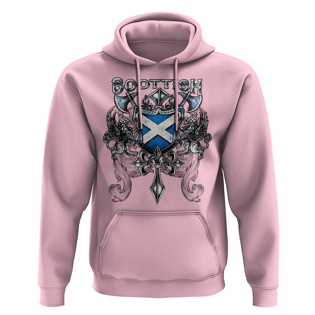 Scottish Heritage Crest Gothic Hoodie Medieval Flag and Sword Celtic Pride - Wonder Print Shop