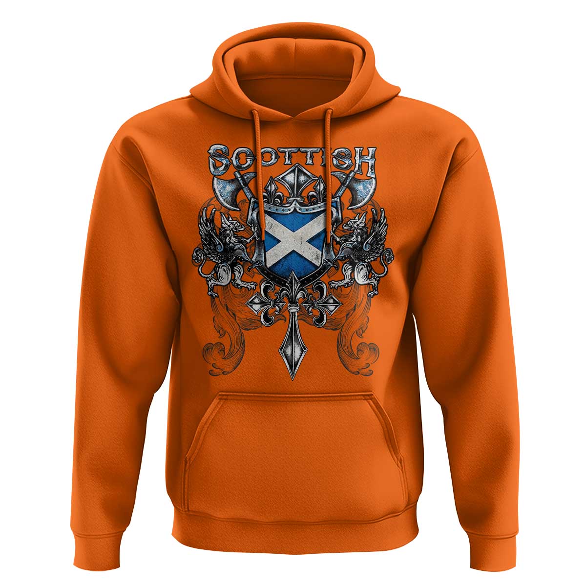 Scottish Heritage Crest Gothic Hoodie Medieval Flag and Sword Celtic Pride - Wonder Print Shop