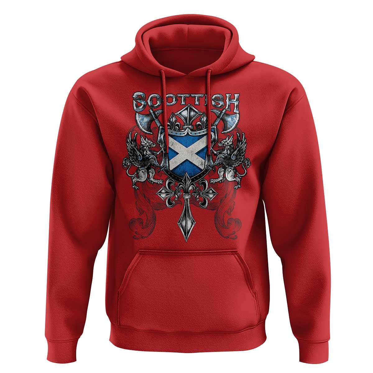 Scottish Heritage Crest Gothic Hoodie Medieval Flag and Sword Celtic Pride - Wonder Print Shop