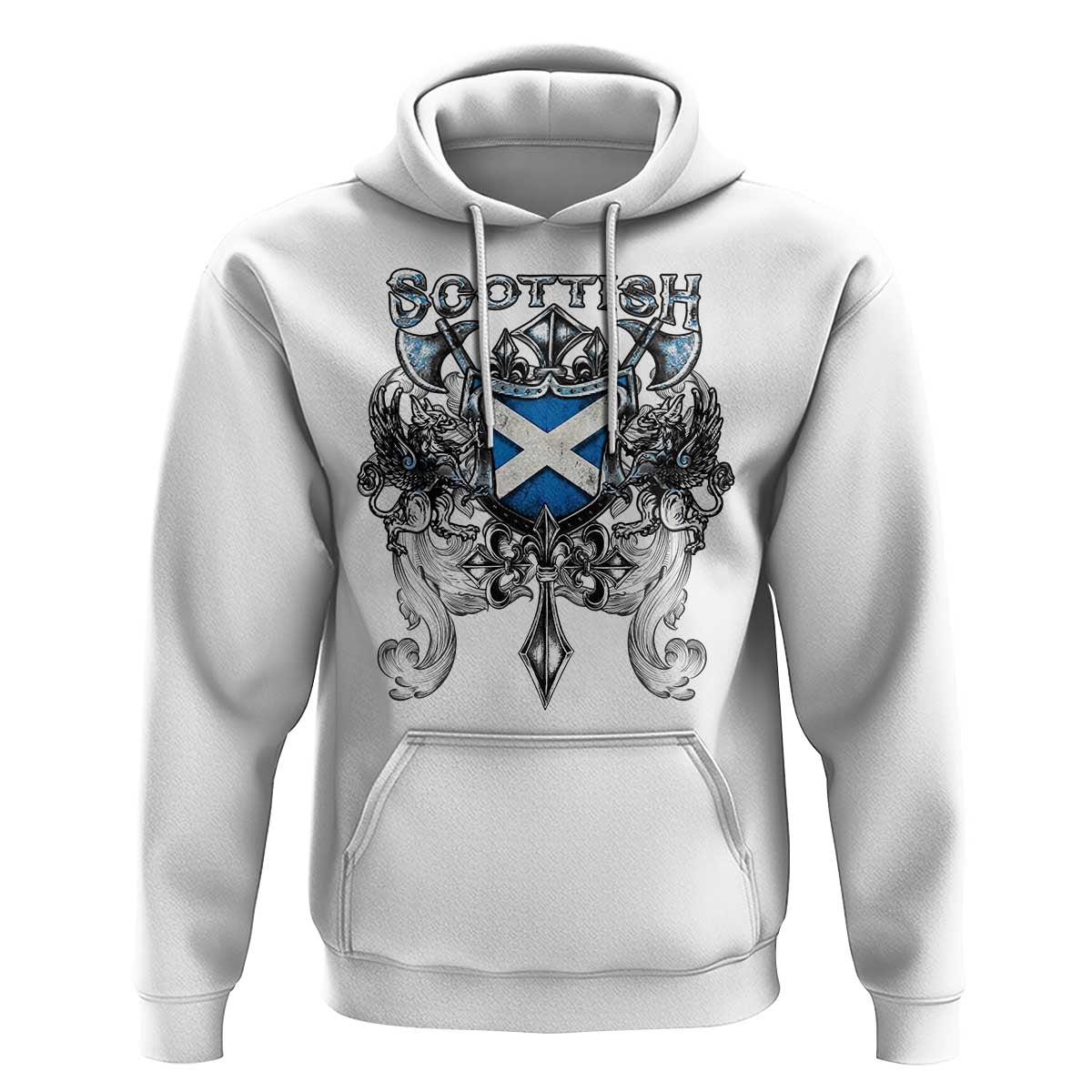 Scottish Heritage Crest Gothic Hoodie Medieval Flag and Sword Celtic Pride - Wonder Print Shop