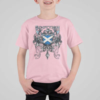 Scottish Heritage Crest Gothic T Shirt For Kid Medieval Flag and Sword Celtic Pride - Wonder Print Shop