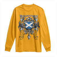 Scottish Heritage Crest Gothic Long Sleeve Shirt Medieval Flag and Sword Celtic Pride - Wonder Print Shop