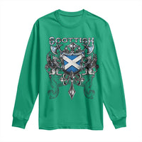 Scottish Heritage Crest Gothic Long Sleeve Shirt Medieval Flag and Sword Celtic Pride - Wonder Print Shop