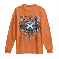 Scottish Heritage Crest Gothic Long Sleeve Shirt Medieval Flag and Sword Celtic Pride - Wonder Print Shop
