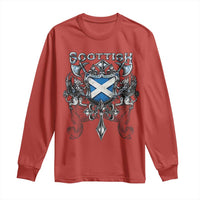 Scottish Heritage Crest Gothic Long Sleeve Shirt Medieval Flag and Sword Celtic Pride - Wonder Print Shop