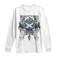 Scottish Heritage Crest Gothic Long Sleeve Shirt Medieval Flag and Sword Celtic Pride - Wonder Print Shop