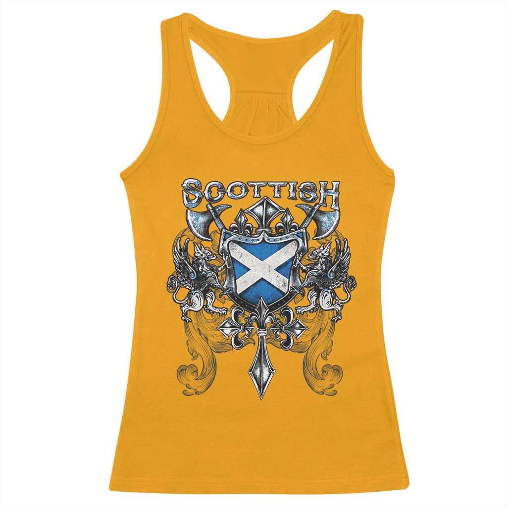 Scottish Heritage Crest Gothic Racerback Tank Top Medieval Flag and Sword Celtic Pride - Wonder Print Shop