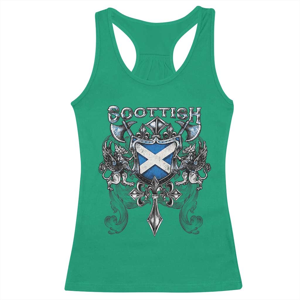 Scottish Heritage Crest Gothic Racerback Tank Top Medieval Flag and Sword Celtic Pride - Wonder Print Shop