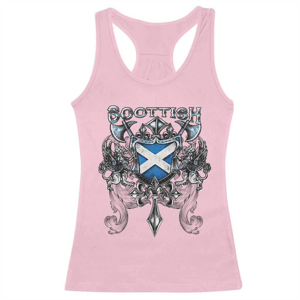 Scottish Heritage Crest Gothic Racerback Tank Top Medieval Flag and Sword Celtic Pride - Wonder Print Shop