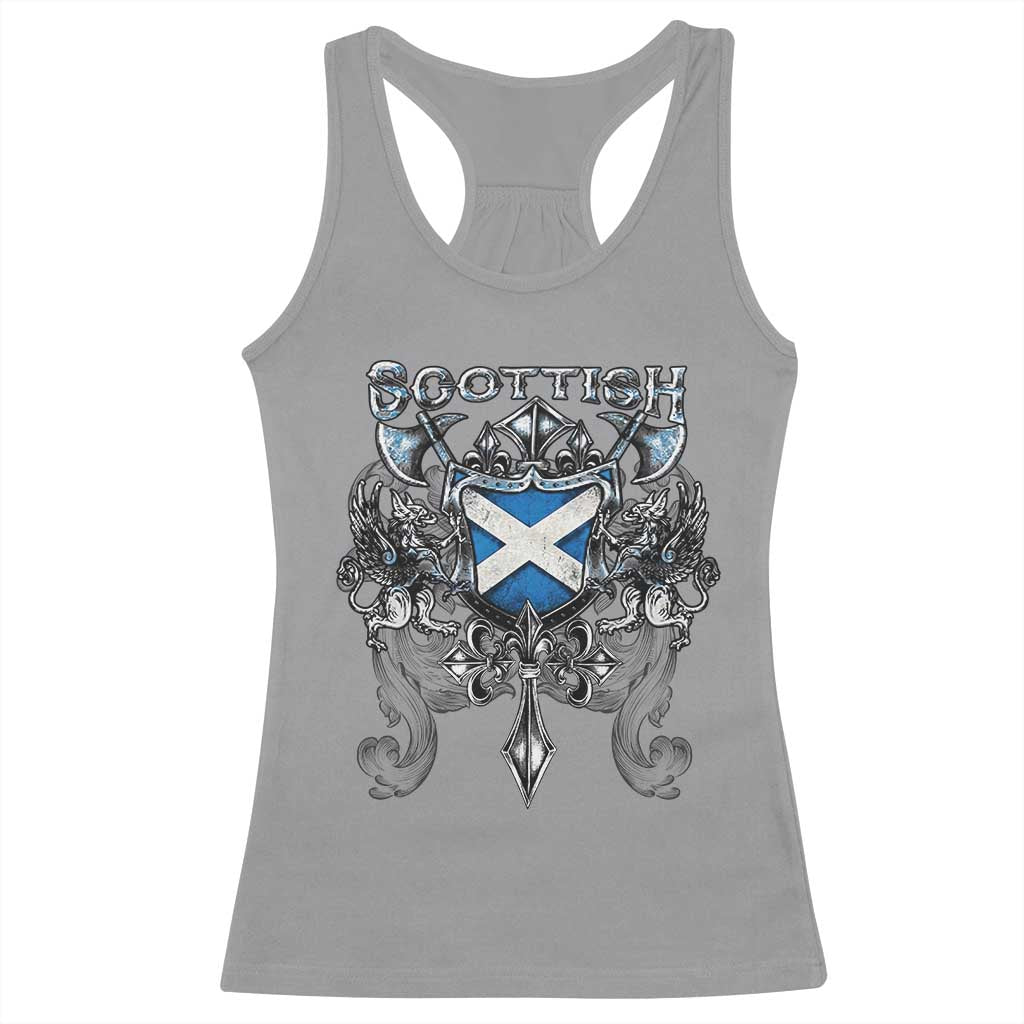 Scottish Heritage Crest Gothic Racerback Tank Top Medieval Flag and Sword Celtic Pride - Wonder Print Shop