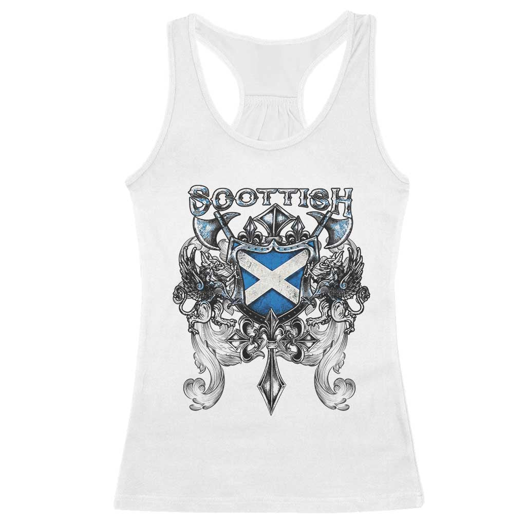 Scottish Heritage Crest Gothic Racerback Tank Top Medieval Flag and Sword Celtic Pride - Wonder Print Shop