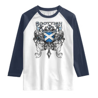 Scottish Heritage Crest Gothic Raglan Shirt Medieval Flag and Sword Celtic Pride - Wonder Print Shop
