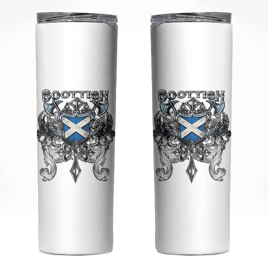 Scottish Heritage Crest Gothic Skinny Tumbler Medieval Flag and Sword Celtic Pride - Wonder Print Shop