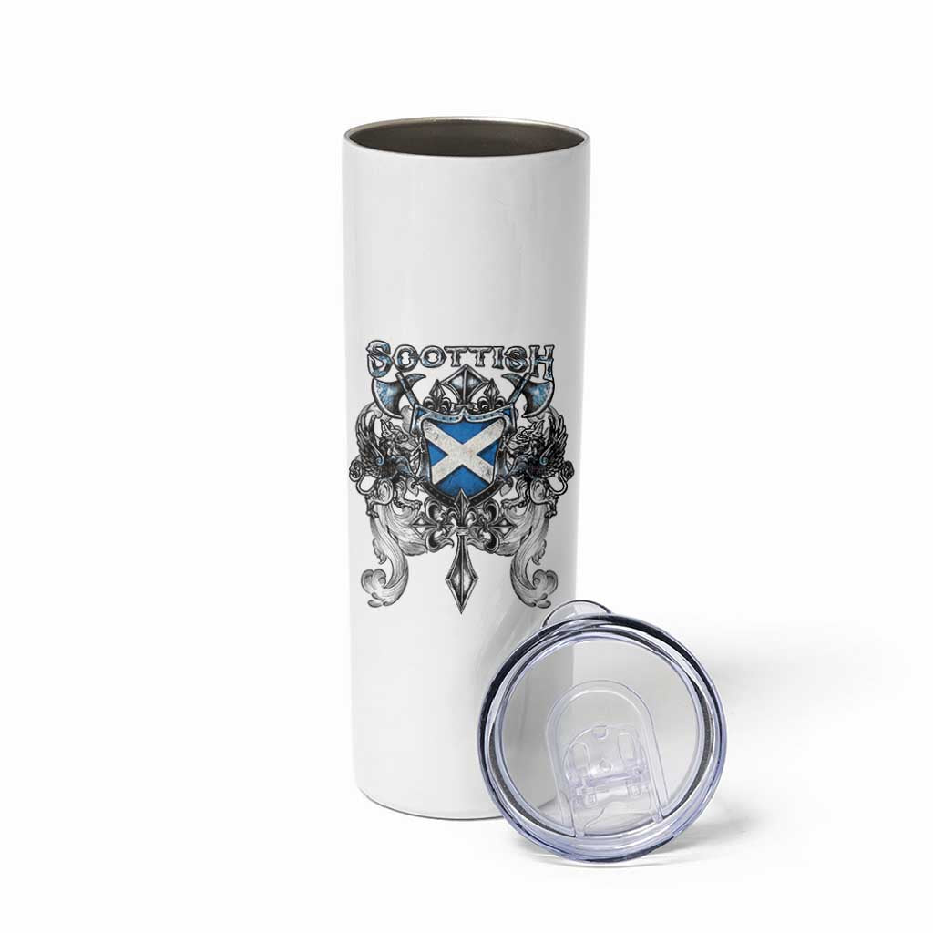 Scottish Heritage Crest Gothic Skinny Tumbler Medieval Flag and Sword Celtic Pride - Wonder Print Shop