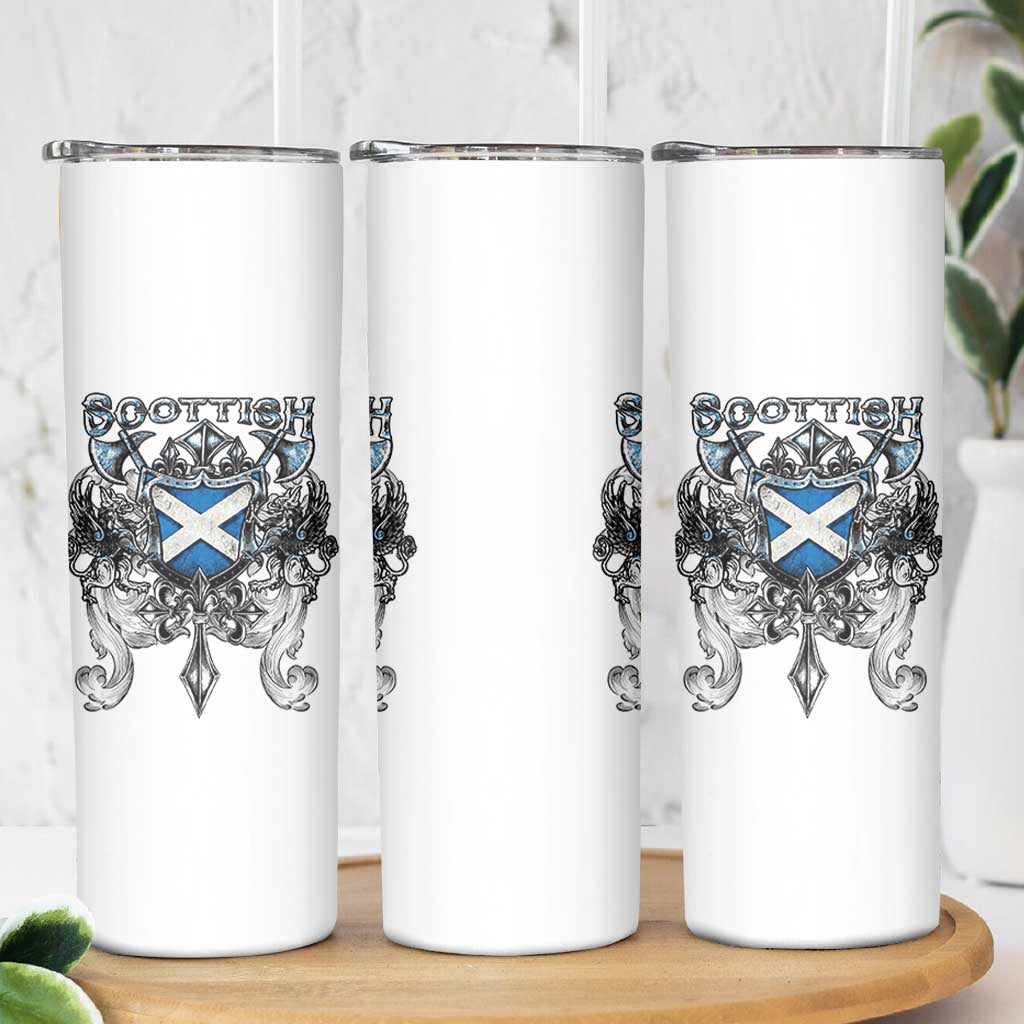 Scottish Heritage Crest Gothic Skinny Tumbler Medieval Flag and Sword Celtic Pride - Wonder Print Shop