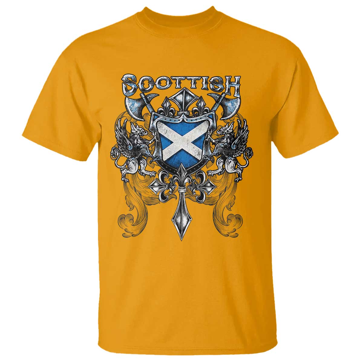Scottish Heritage Crest Gothic T Shirt Medieval Flag and Sword Celtic Pride - Wonder Print Shop