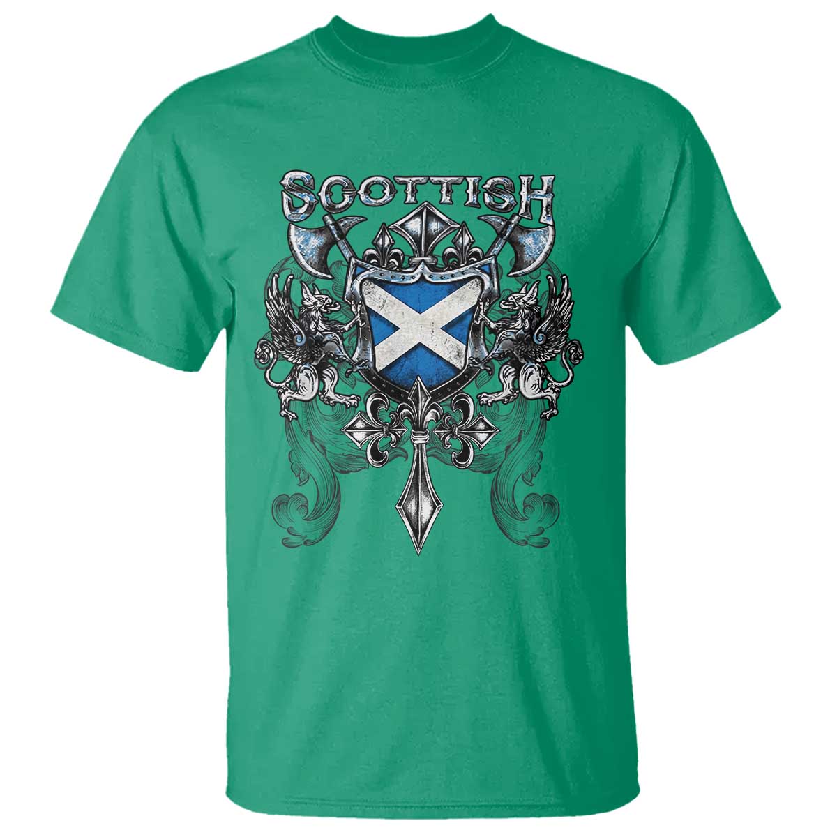 Scottish Heritage Crest Gothic T Shirt Medieval Flag and Sword Celtic Pride - Wonder Print Shop