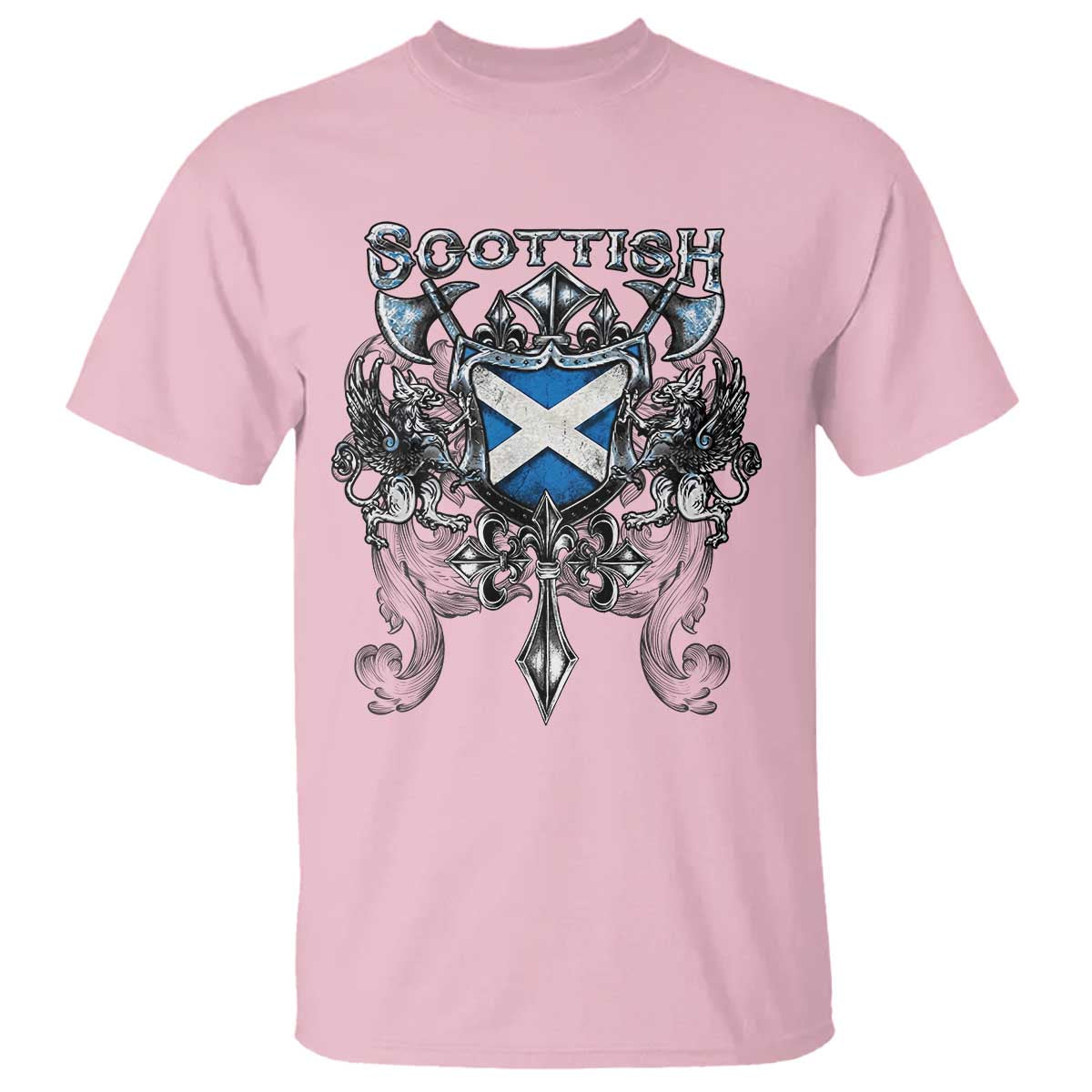 Scottish Heritage Crest Gothic T Shirt Medieval Flag and Sword Celtic Pride - Wonder Print Shop