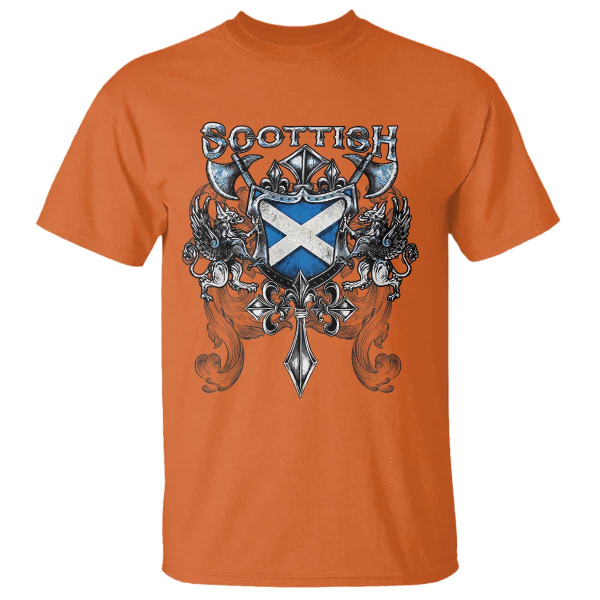 Scottish Heritage Crest Gothic T Shirt Medieval Flag and Sword Celtic Pride - Wonder Print Shop
