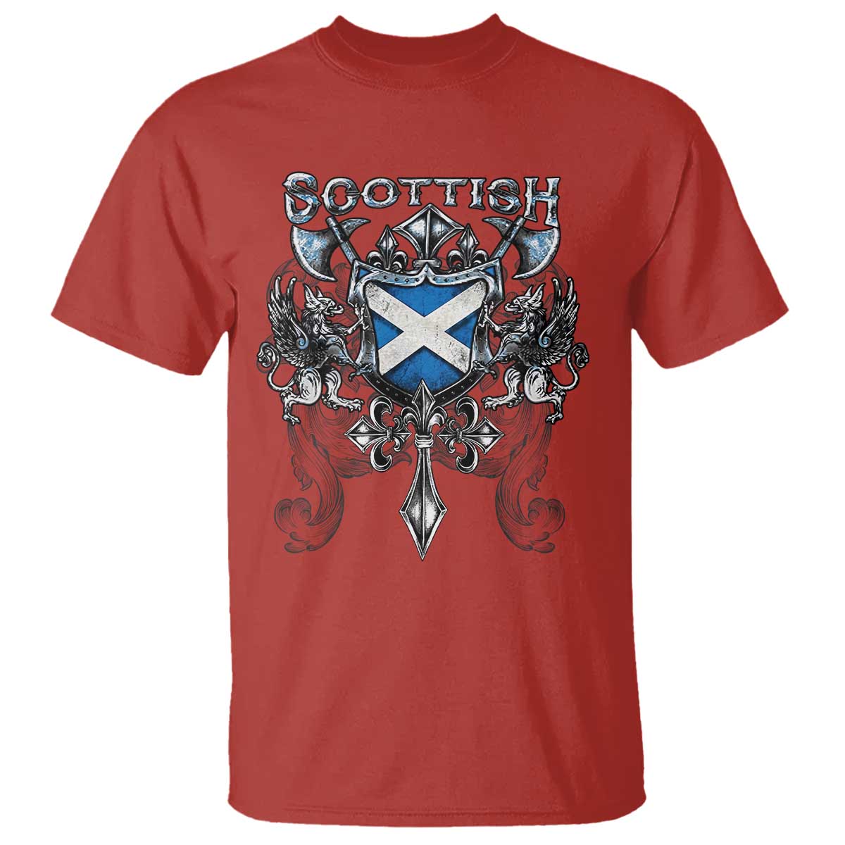 Scottish Heritage Crest Gothic T Shirt Medieval Flag and Sword Celtic Pride - Wonder Print Shop