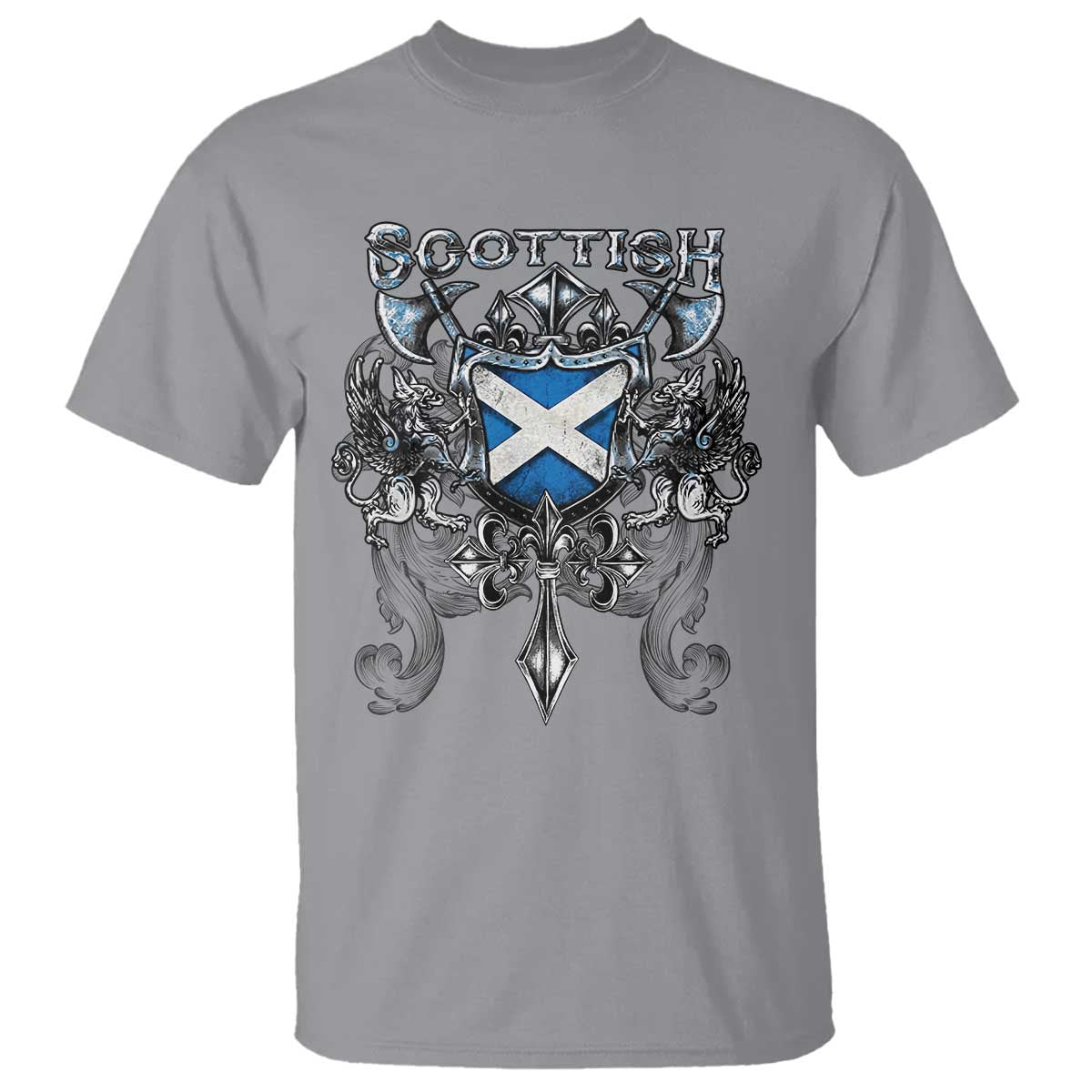 Scottish Heritage Crest Gothic T Shirt Medieval Flag and Sword Celtic Pride - Wonder Print Shop