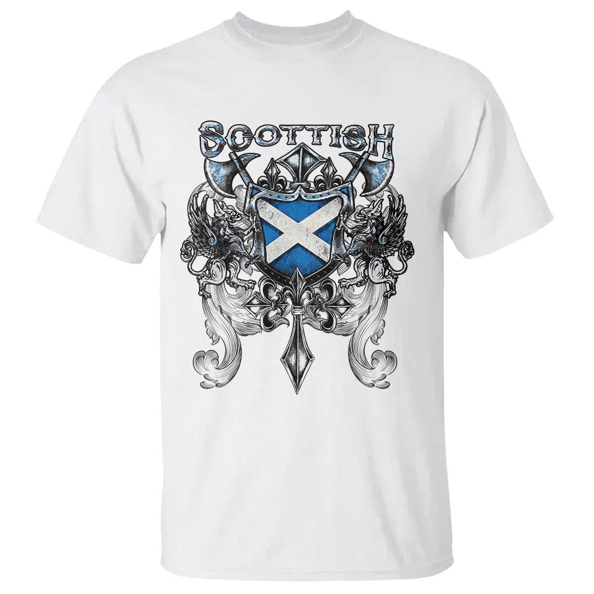 Scottish Heritage Crest Gothic T Shirt Medieval Flag and Sword Celtic Pride - Wonder Print Shop