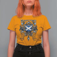 Scottish Heritage Crest Gothic T Shirt For Women Medieval Flag and Sword Celtic Pride - Wonder Print Shop
