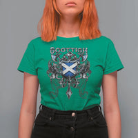 Scottish Heritage Crest Gothic T Shirt For Women Medieval Flag and Sword Celtic Pride - Wonder Print Shop