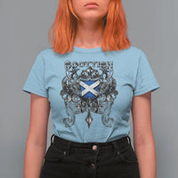 Scottish Heritage Crest Gothic T Shirt For Women Medieval Flag and Sword Celtic Pride - Wonder Print Shop