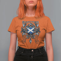 Scottish Heritage Crest Gothic T Shirt For Women Medieval Flag and Sword Celtic Pride - Wonder Print Shop