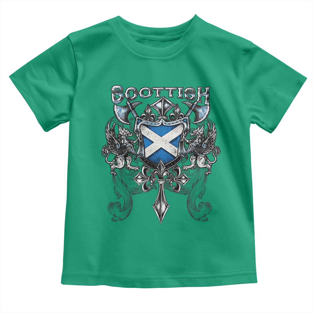 Scottish Heritage Crest Gothic Toddler T Shirt Medieval Flag and Sword Celtic Pride - Wonder Print Shop
