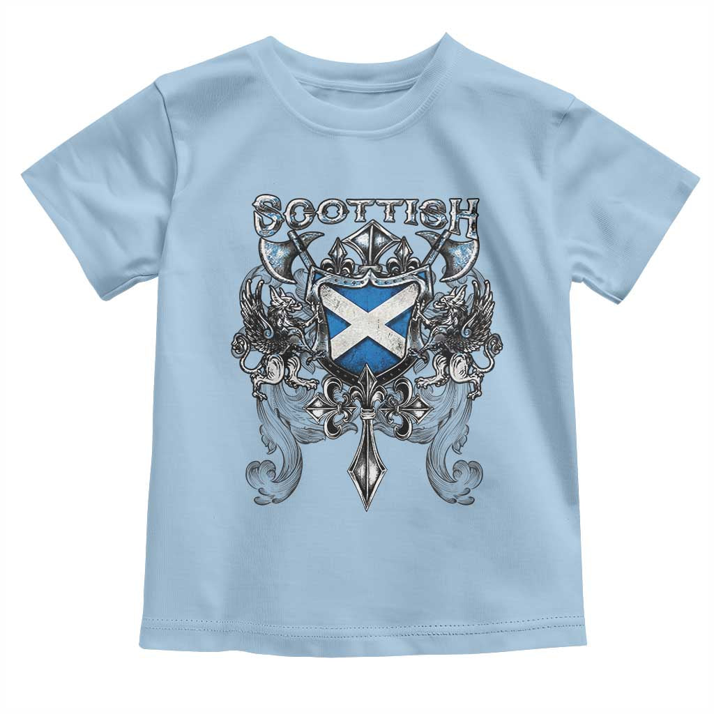 Scottish Heritage Crest Gothic Toddler T Shirt Medieval Flag and Sword Celtic Pride - Wonder Print Shop