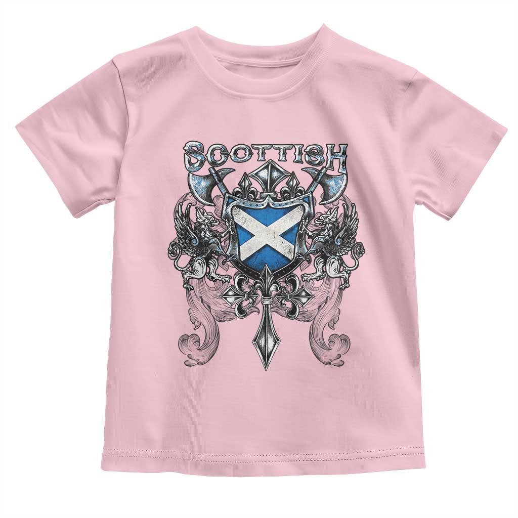 Scottish Heritage Crest Gothic Toddler T Shirt Medieval Flag and Sword Celtic Pride - Wonder Print Shop