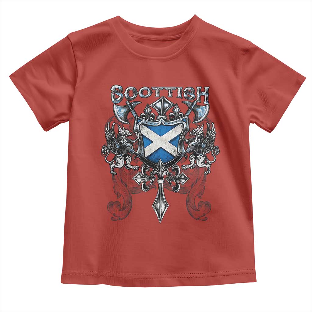 Scottish Heritage Crest Gothic Toddler T Shirt Medieval Flag and Sword Celtic Pride - Wonder Print Shop
