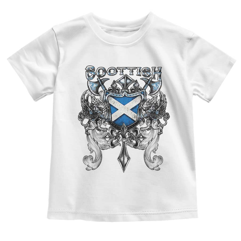 Scottish Heritage Crest Gothic Toddler T Shirt Medieval Flag and Sword Celtic Pride - Wonder Print Shop