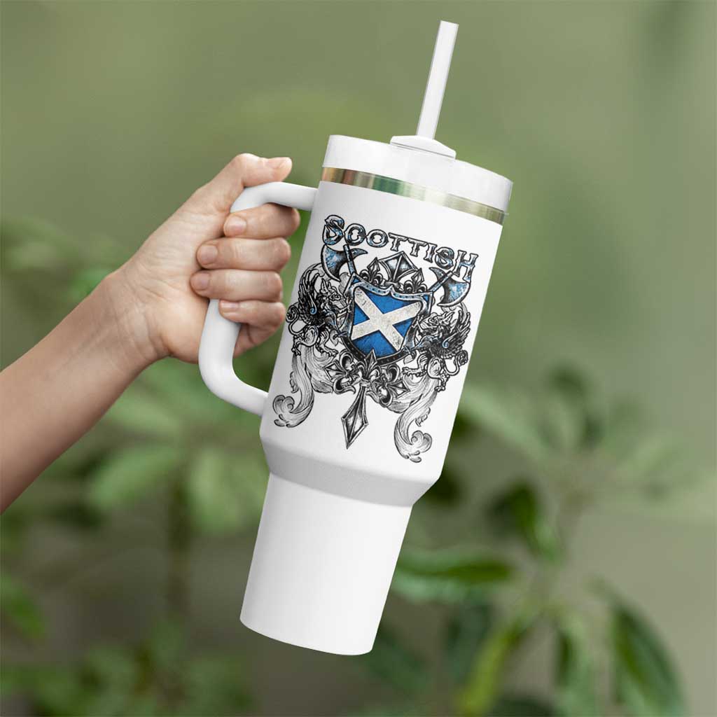 Scottish Heritage Crest Gothic Tumbler With Handle Medieval Flag and Sword Celtic Pride - Wonder Print Shop