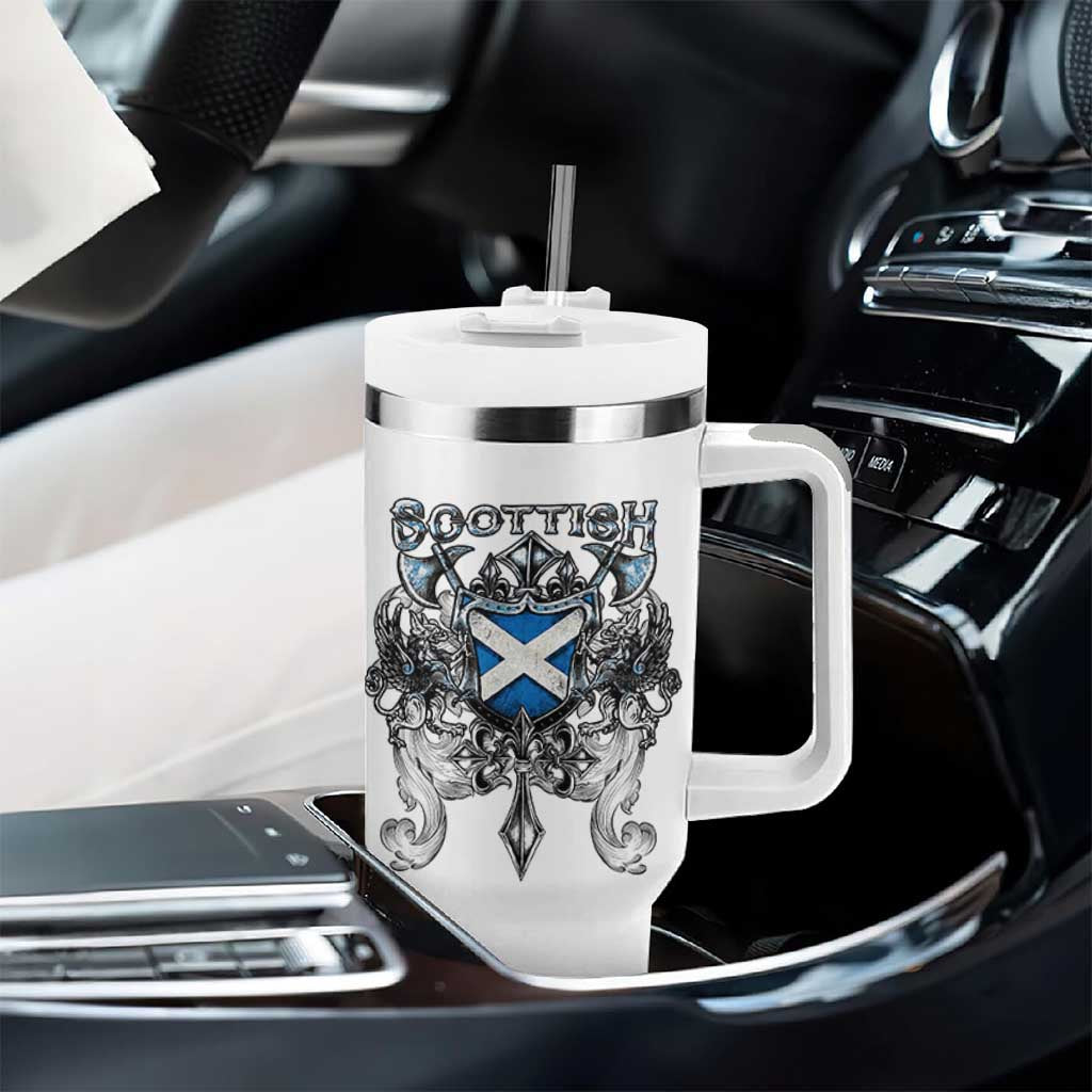 Scottish Heritage Crest Gothic Tumbler With Handle Medieval Flag and Sword Celtic Pride - Wonder Print Shop