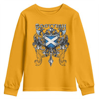Scottish Heritage Crest Gothic Youth Sweatshirt Medieval Flag and Sword Celtic Pride - Wonder Print Shop